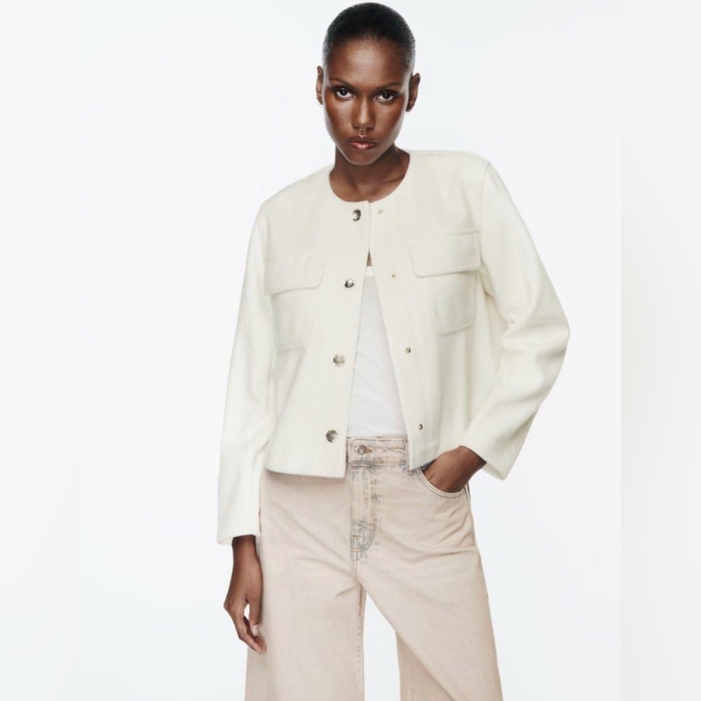 Zara Cream Jacket with Gold Buttons NWOT